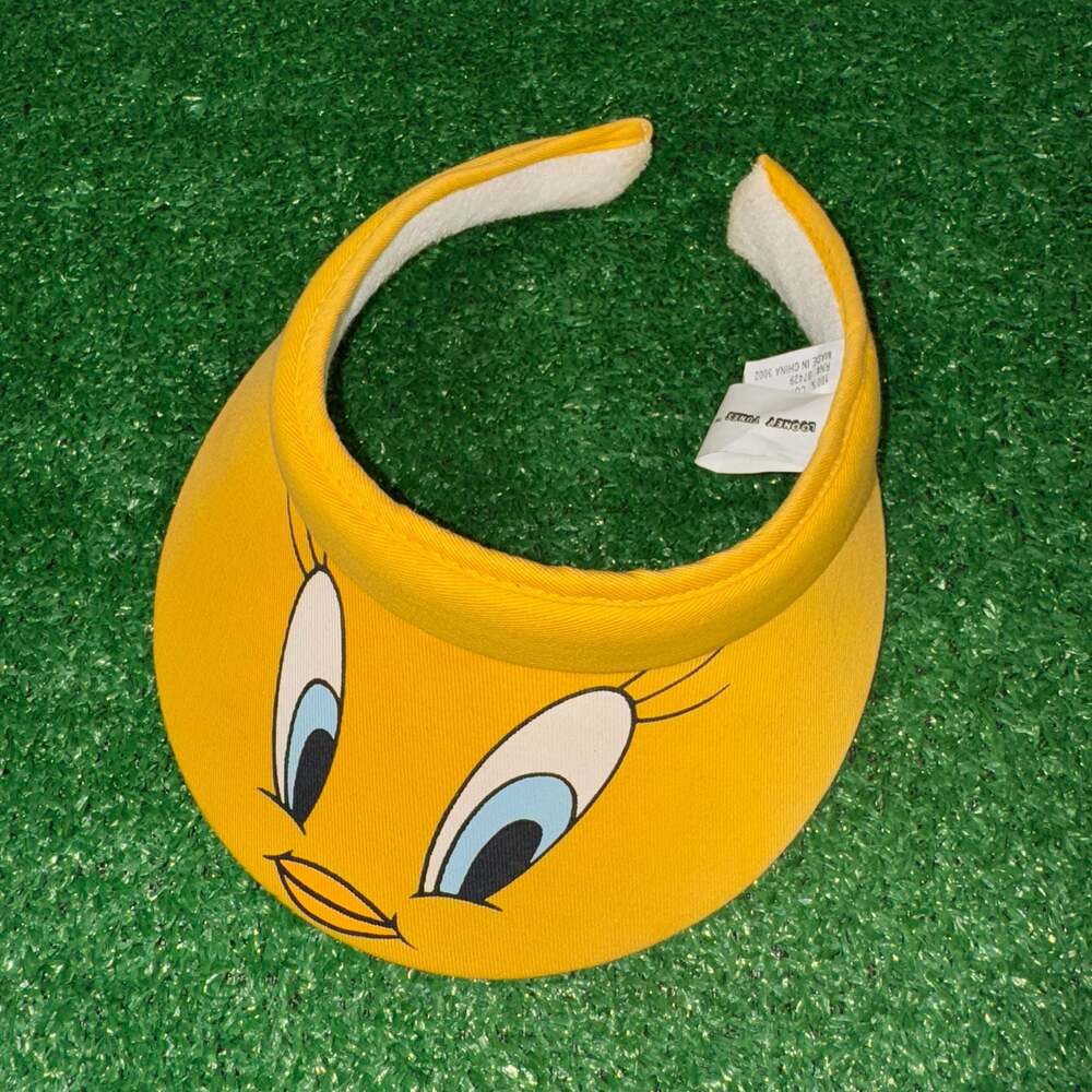Vintage 90s Rare 1997 Looney Tunes Tweety Bird Yellow Sun Visor